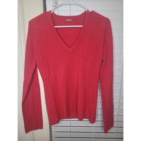 J.Crew Sweaters - J.Crew Womens 100% CASHMERE Sweater Red V-Neck Pull over XS Coquette academia